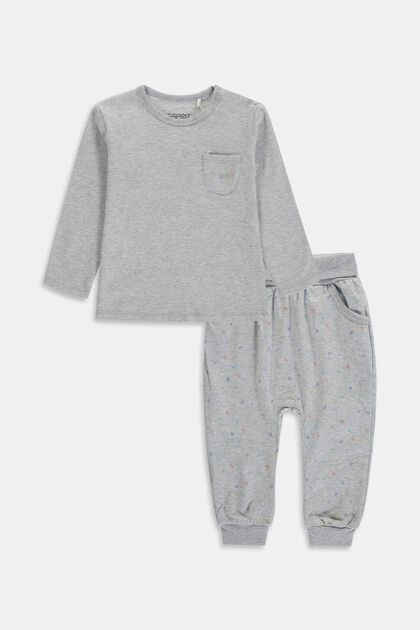 Set: top and trousers, organic cotton, LIGHT GREY, overview