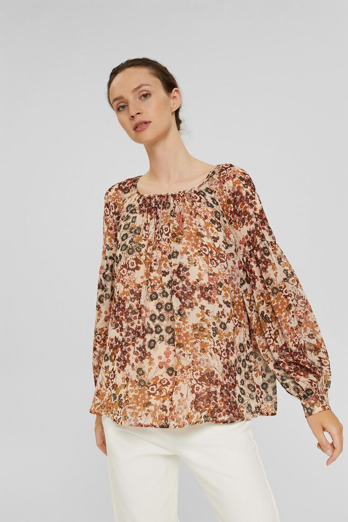 Recycled: floral blouse in chiffon, ICE, detail image number 0