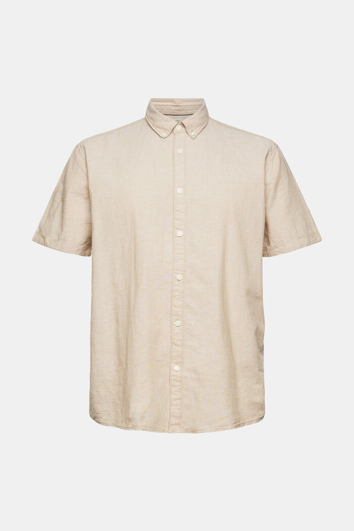 Blended linen short sleeved button-down shirt