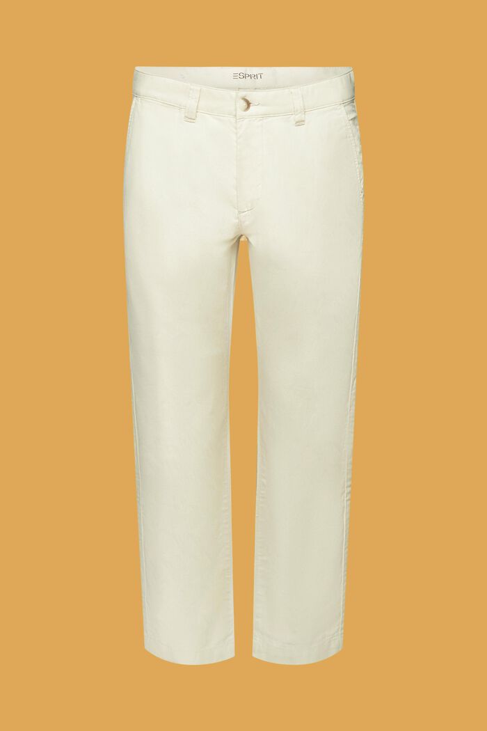 Cotton and linen blended trousers, CREAM BEIGE, detail image number 6