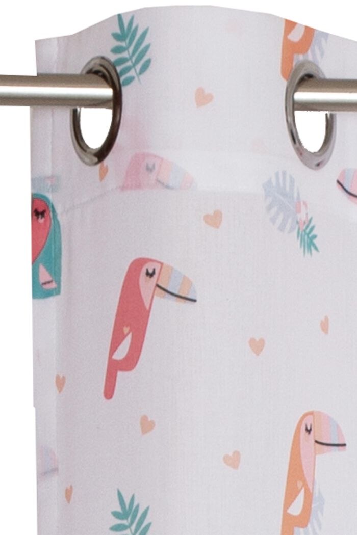 Eyelet curtain with a toucan print