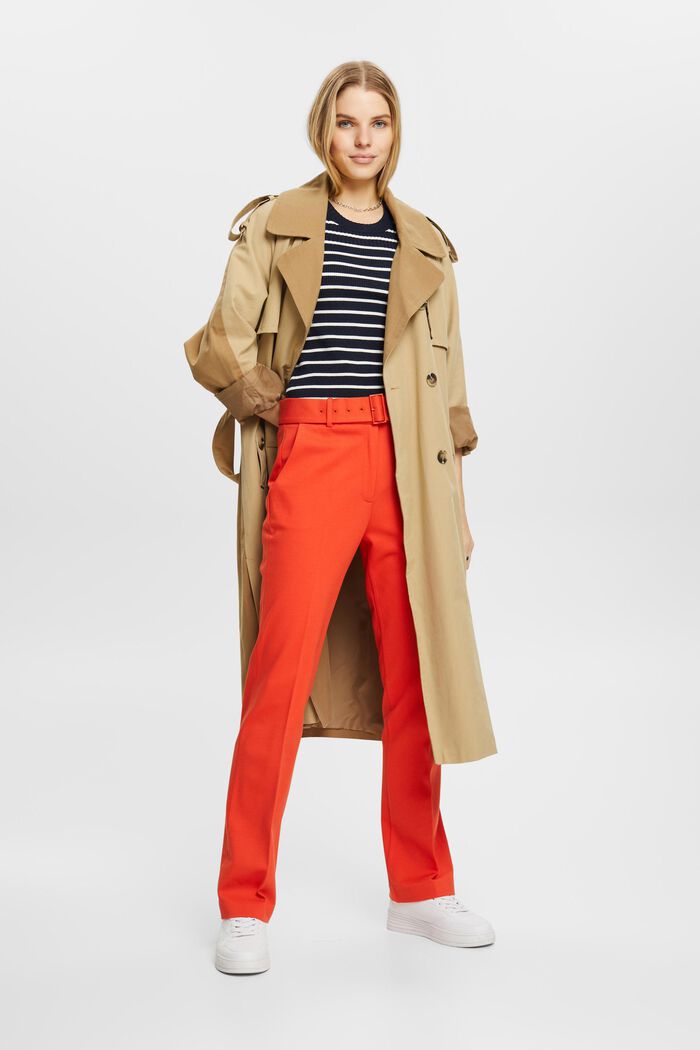 High-rise trousers with belt, ORANGE RED, detail image number 1