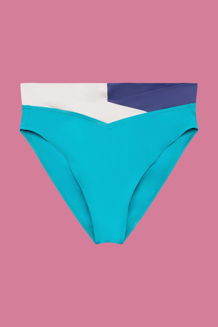 ESPRIT - Mid-waist bikini bottoms in colour block design at our online shop