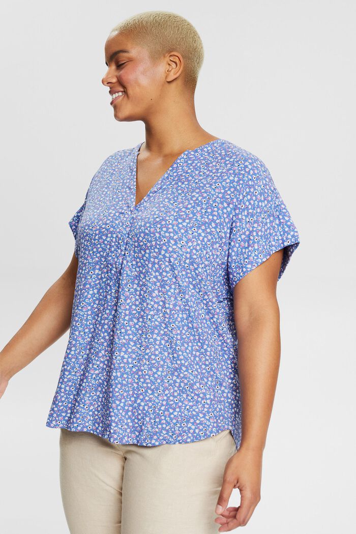 CURVY floral blouse made of LENZING™ ECOVERO™, LIGHT BLUE LAVENDER, detail image number 5