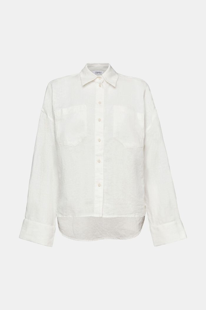 Cotton-Linen Shirt Blouse, OFF WHITE, detail image number 6