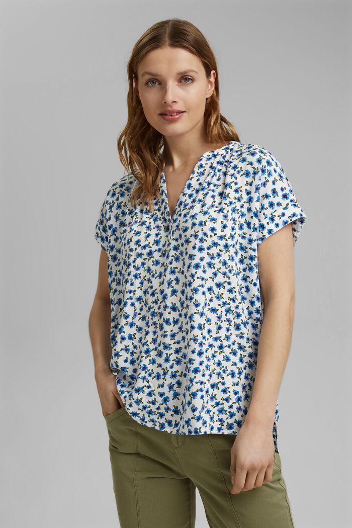 Patterned blouse, LENZING™ ECOVERO™, OFF WHITE, overview