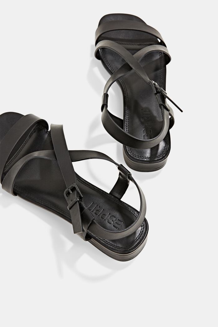 Faux leather strappy sandals, BLACK, detail image number 5