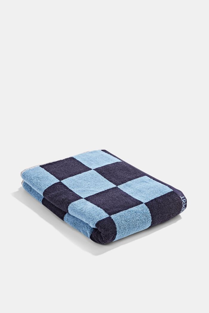 Chequered pattern towel, 100% cotton, NAVY BLUE, detail image number 0