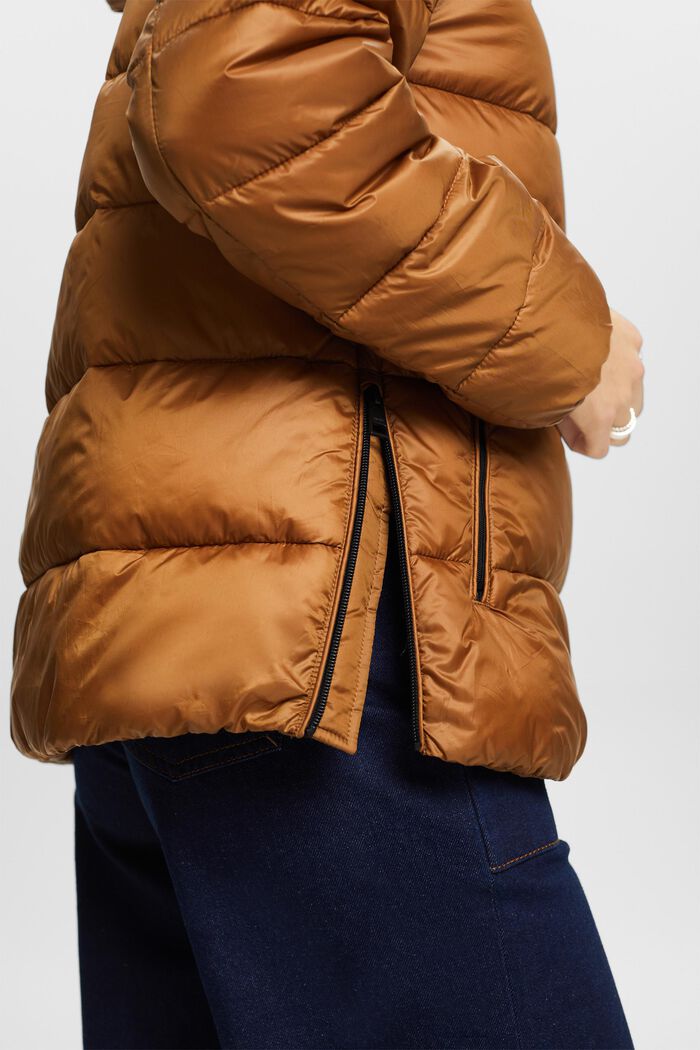 Recycled: puffer jacket with a hood, CARAMEL, detail image number 2