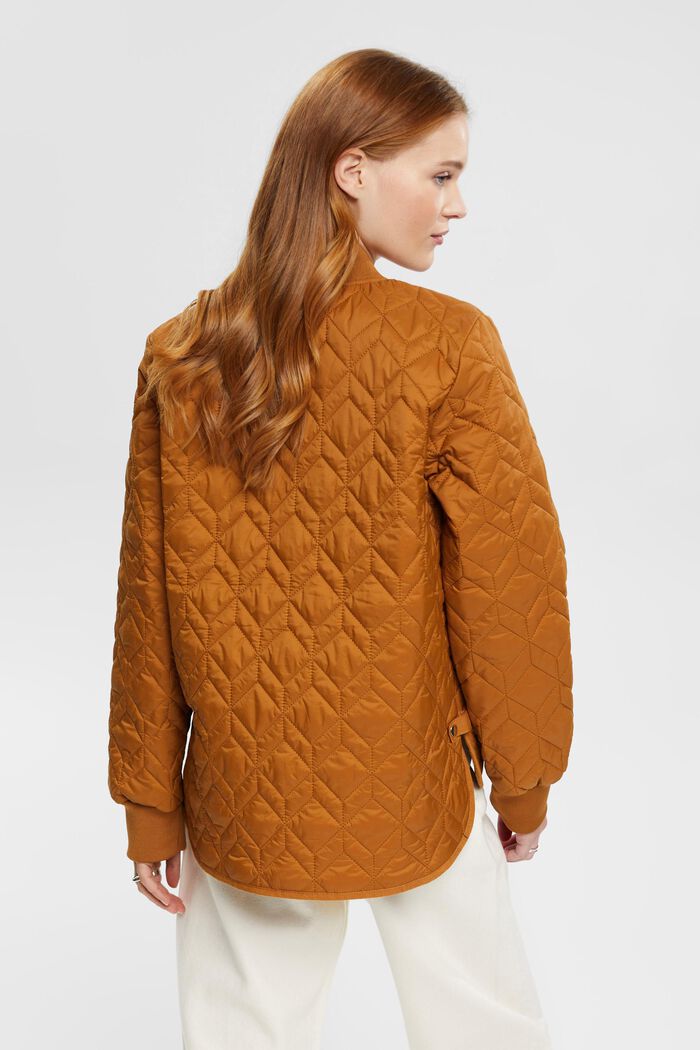 Quilted jacket with rib knit collar, CARAMEL, detail image number 3