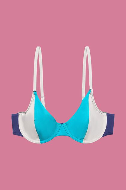 Underwired bikini top in colour block design
