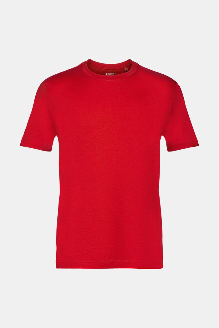 Pima Cotton-Jersey Crewneck T-Shirt, DARK RED, detail image number 7