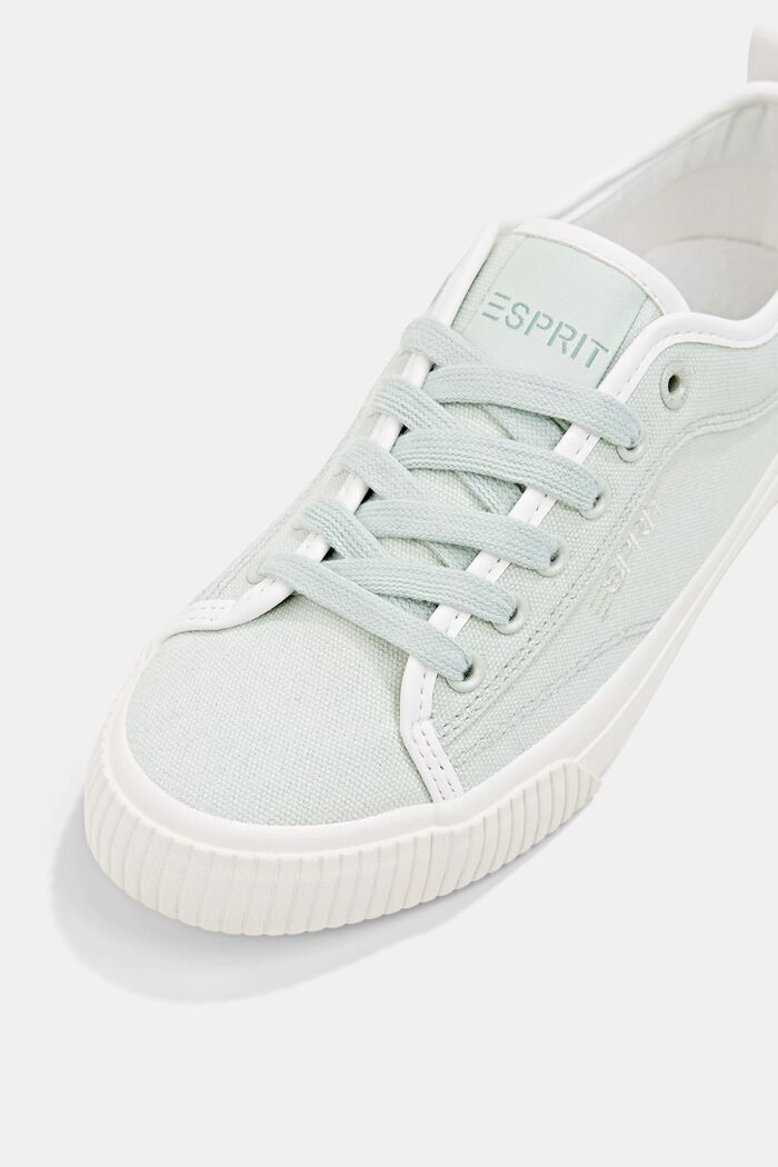 Canvas trainers with lacing, PASTEL GREEN, detail image number 3