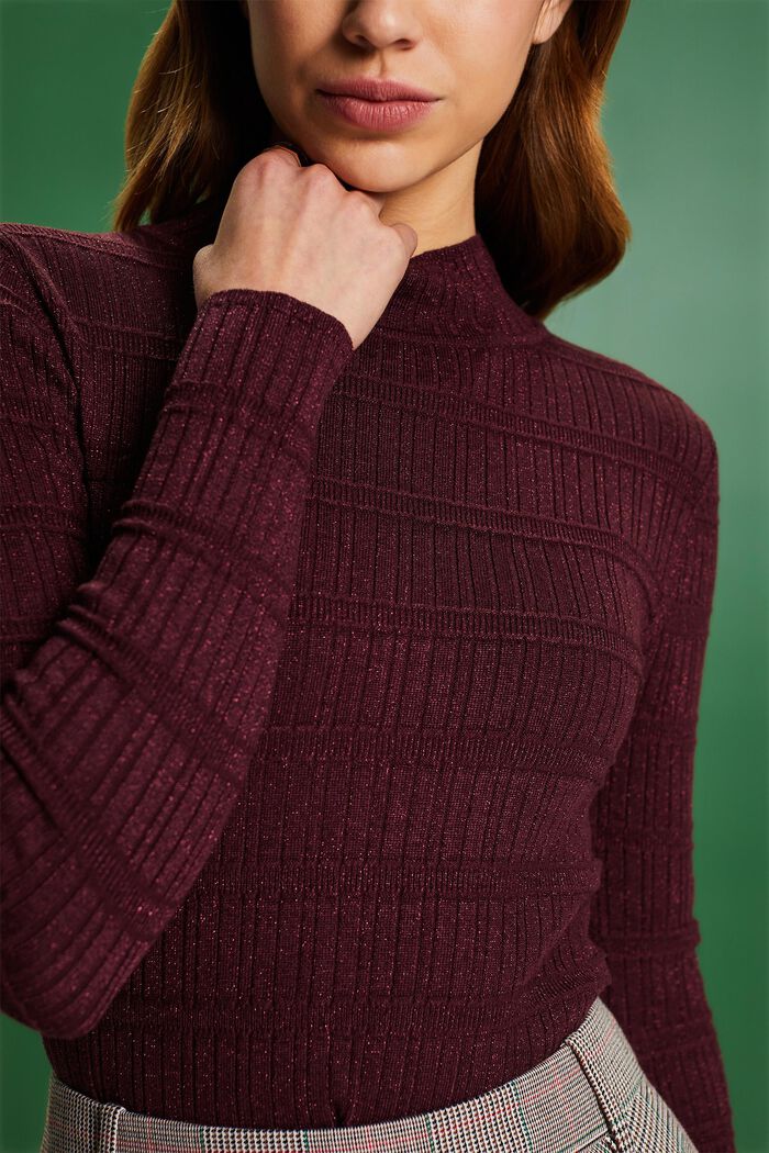 ESPRIT - Glitter Mockneck Sweater, LENZING™ ECOVERO™ at our online shop