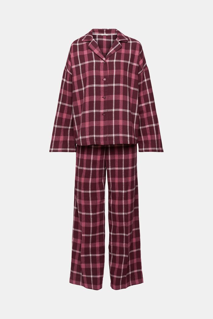 Checked flannel pyjama set, BORDEAUX RED, detail image number 5