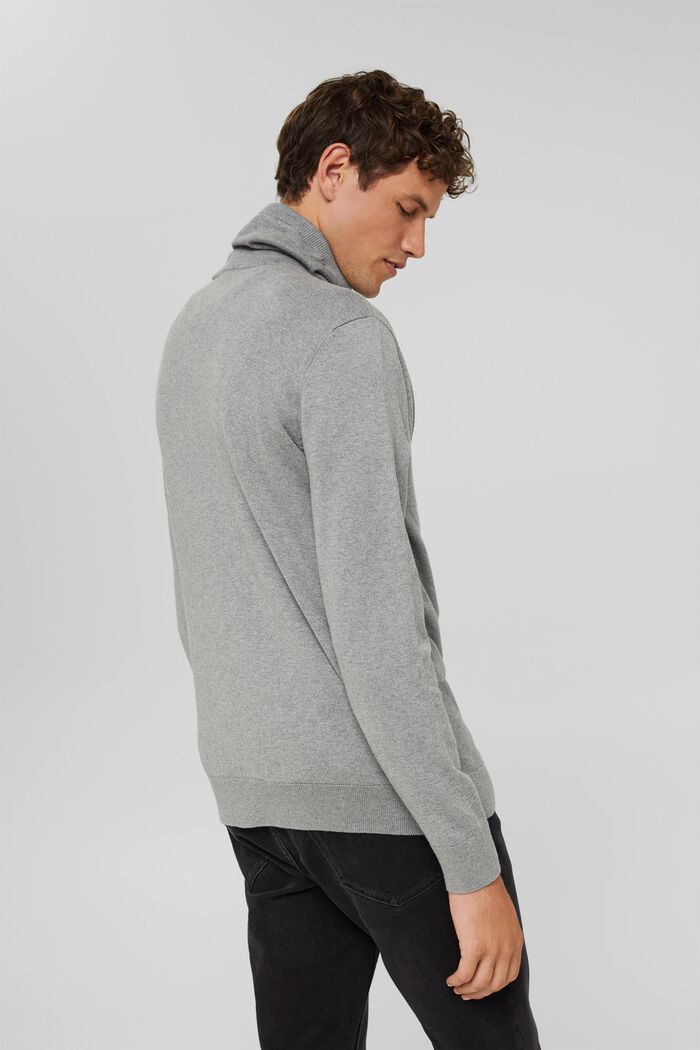 Cashmere blend: jumper with a drawstring collar, MEDIUM GREY, detail image number 3
