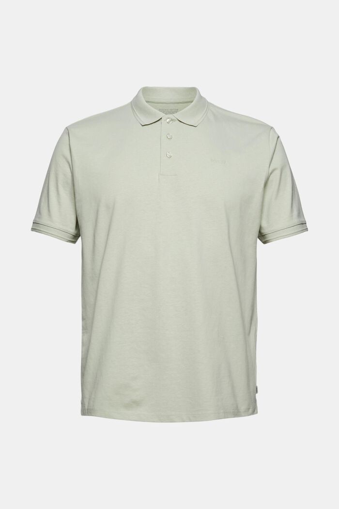 With linen/organic cotton: jersey polo shirt, PASTEL GREEN, detail image number 0