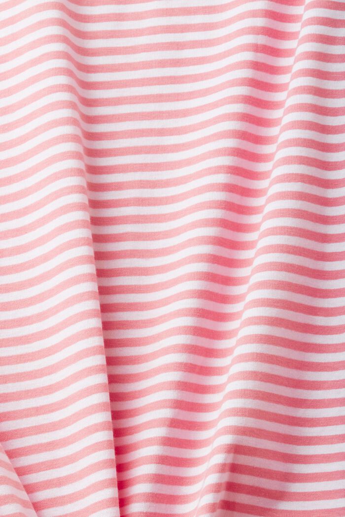 Striped cotton t-shirt with embroidered motif, PINK, detail image number 4