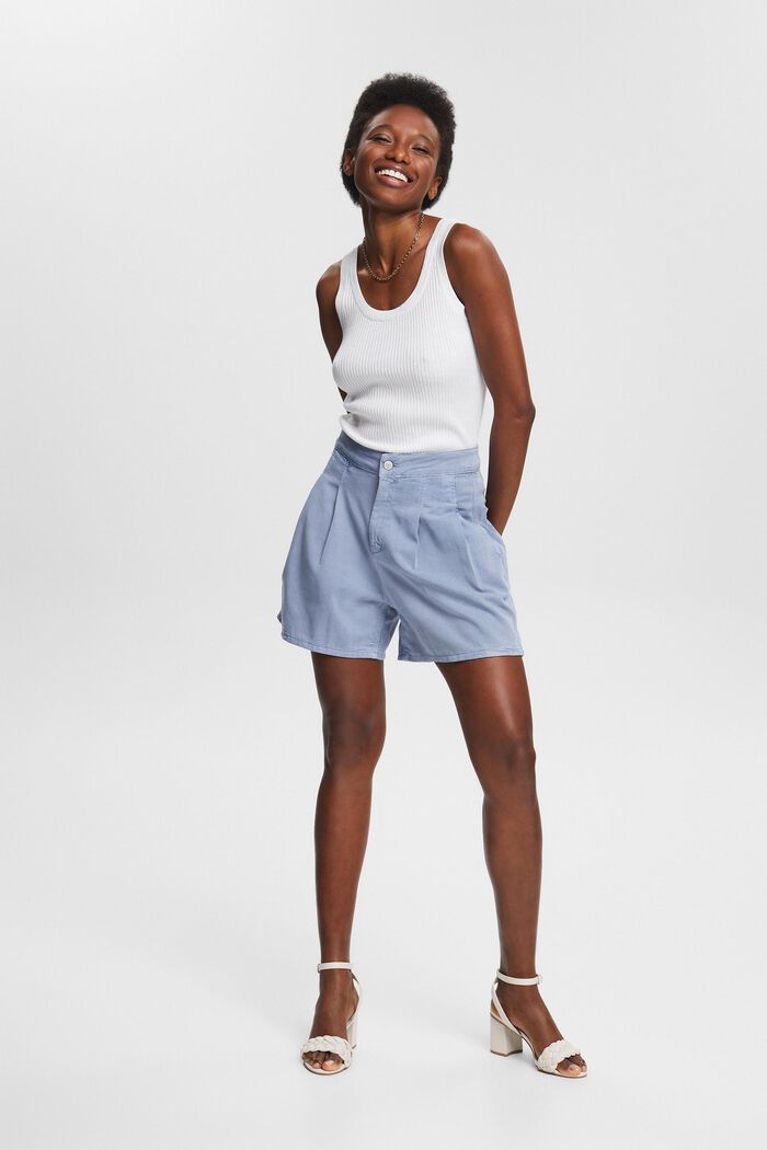 Shorts with waist pleats, LIGHT BLUE LAVENDER, detail image number 7