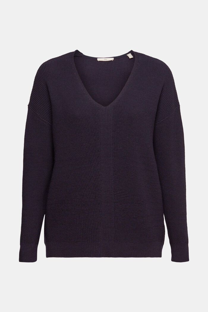 Loose knit V-neck jumper, NAVY, detail image number 2