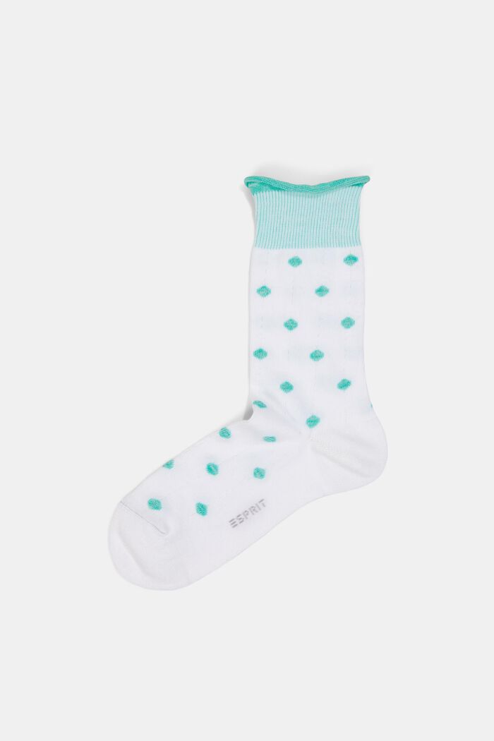Blended cotton socks with rolled cuffs, WHITE, detail image number 0