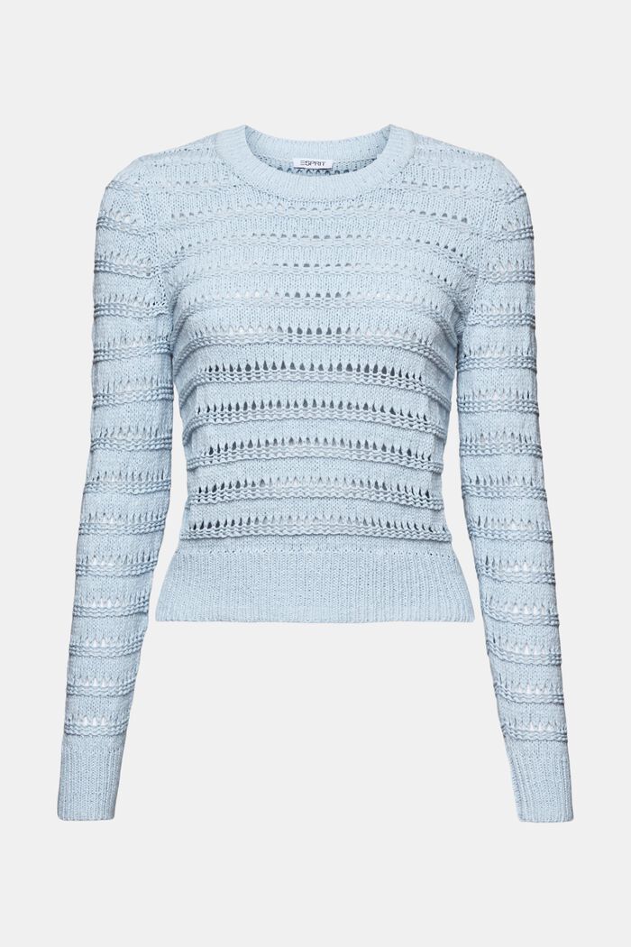 Open-Knit Sweater, LIGHT BLUE, detail image number 5