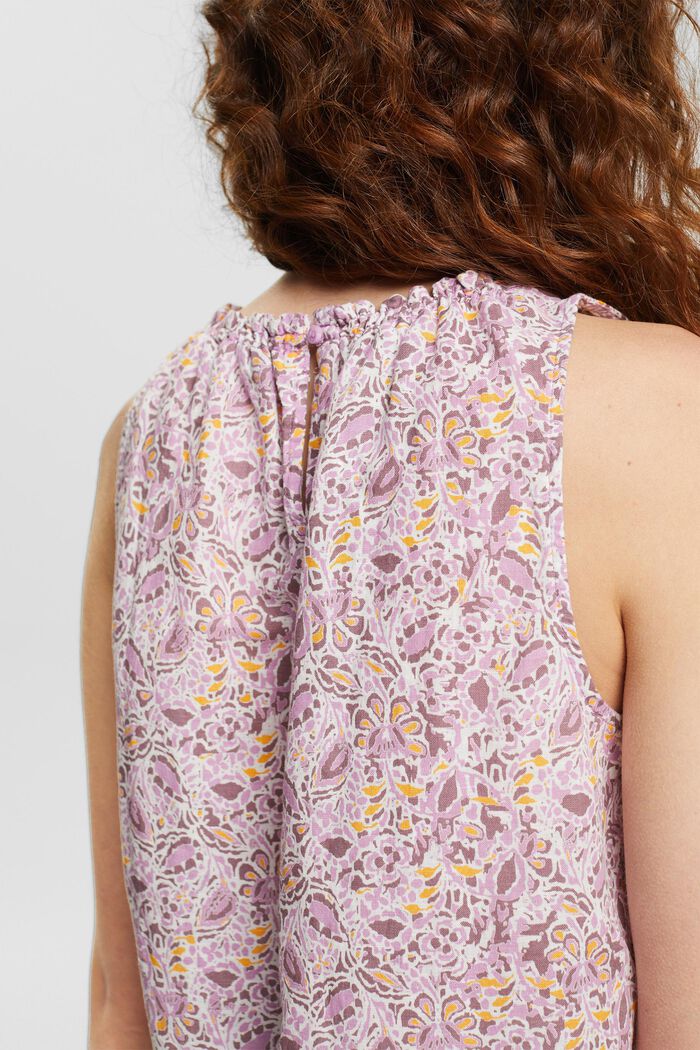 Blended linen blouse with a floral pattern, LILAC, detail image number 2