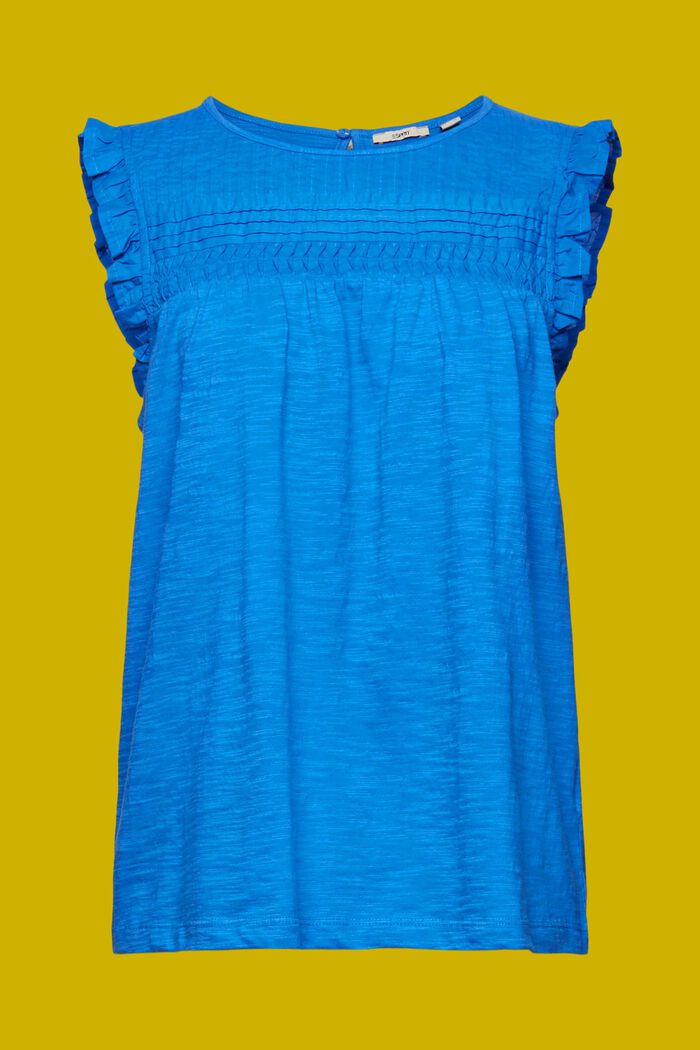 Jersey top with pin tucks and ruffles, BRIGHT BLUE, detail image number 6