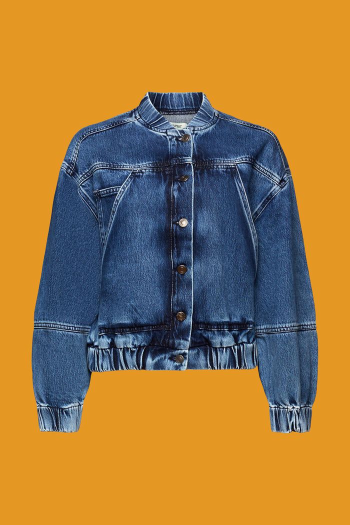Bomber style jeans jacket, BLUE MEDIUM WASHED, detail image number 7