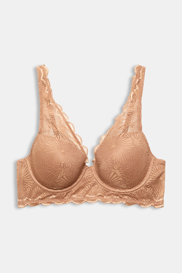 Recycled: padded underwire bra with lace, SKIN BEIGE, detail image number 4
