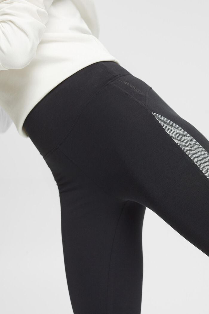 High-rise leggings with herringbone inserts, BLACK, detail image number 2