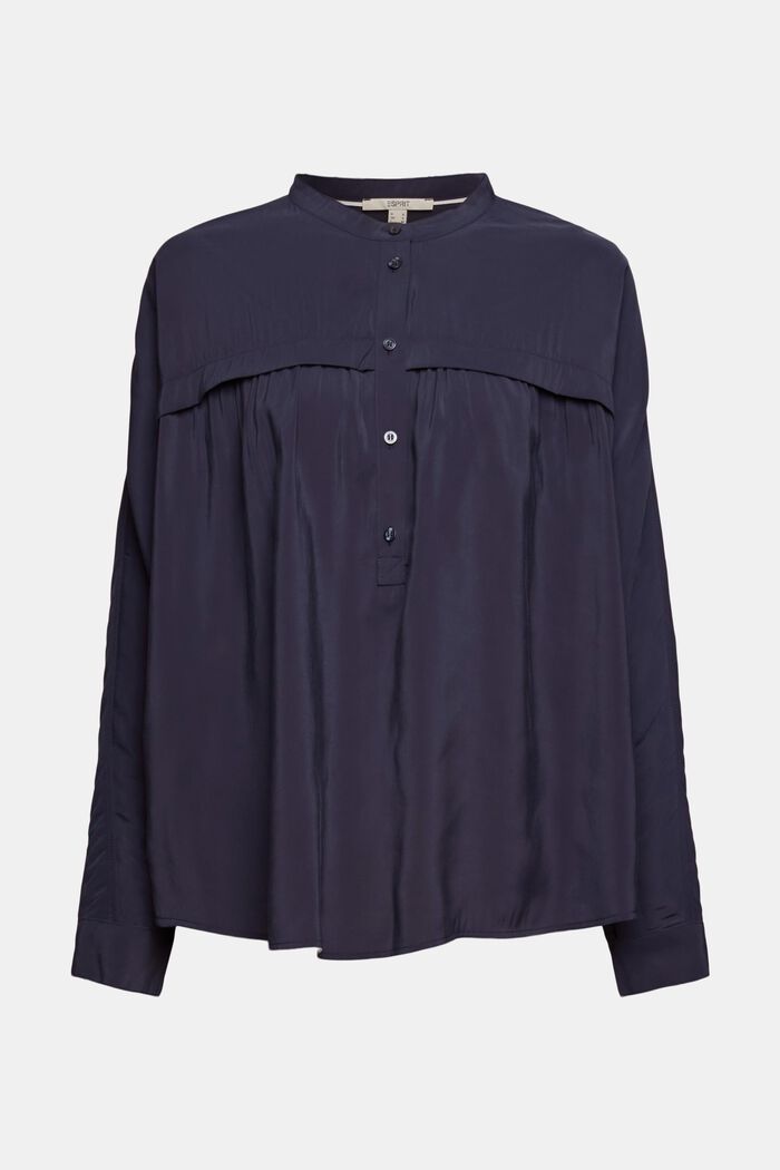 Blouse with a band collar, LENZING™ ECOVERO™