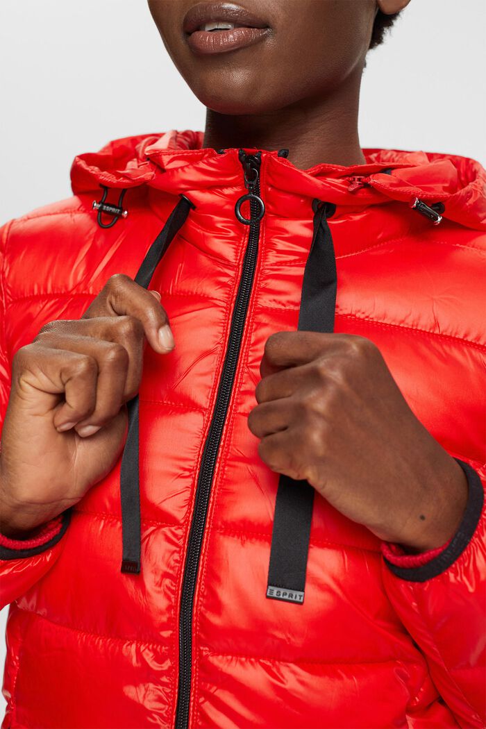 Quilted jacket with detachable hood, RED, detail image number 0