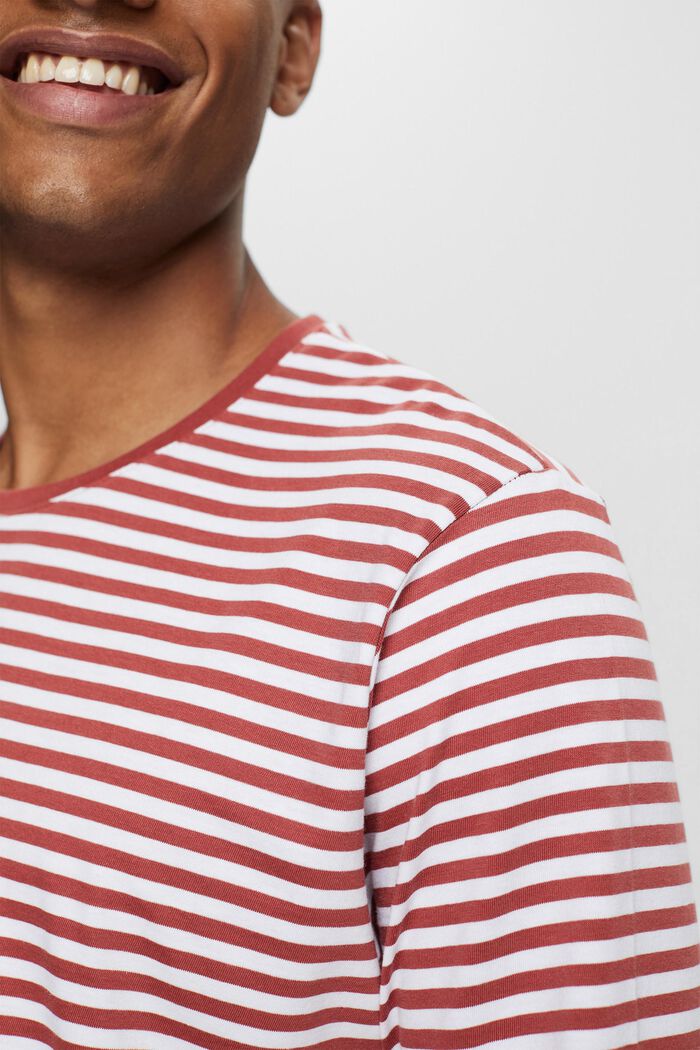 Long sleeve top with a striped pattern, TERRACOTTA, detail image number 2