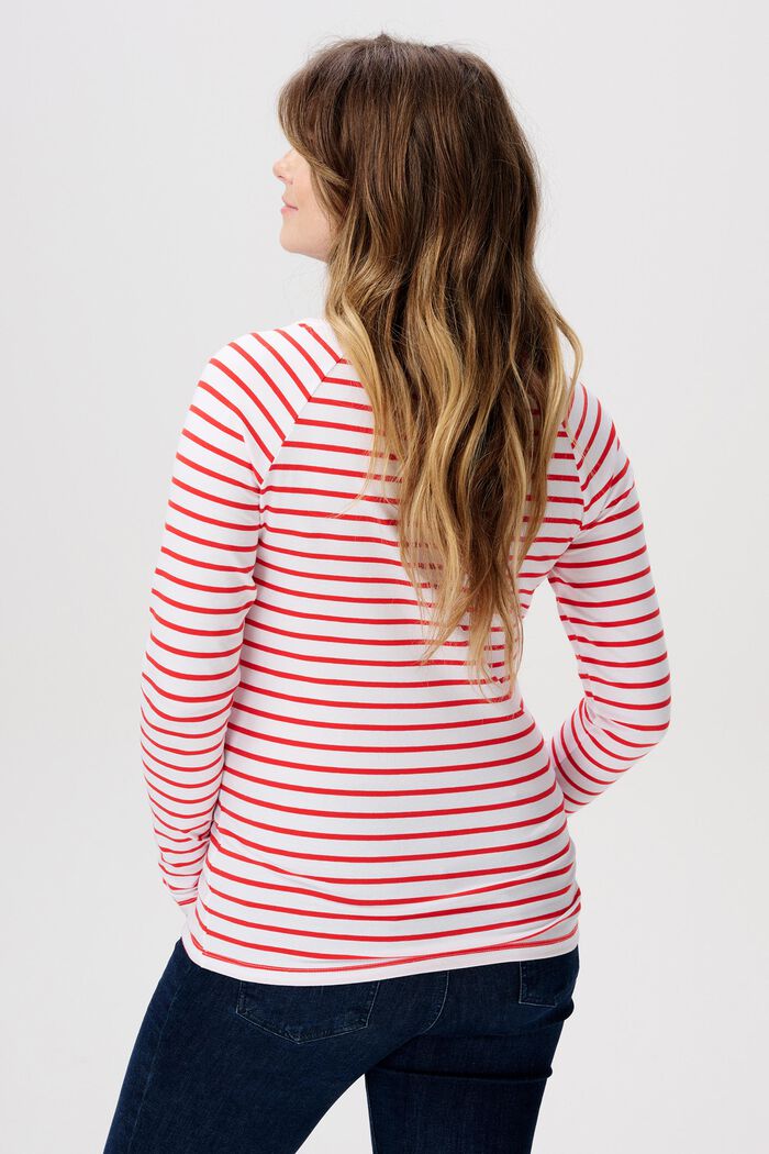 MATERNITY Organic Cotton-Blend Striped T-Shirt, MISSION RED, detail image number 3