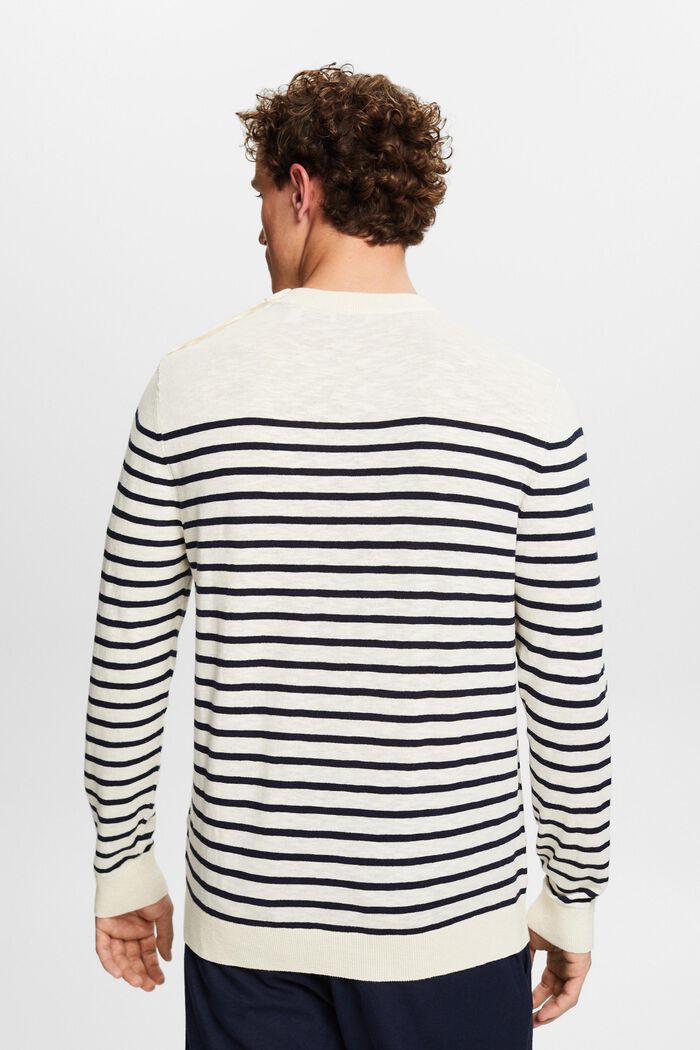 Striped Cotton-Linen Sweater, CREAM BEIGE, detail image number 2