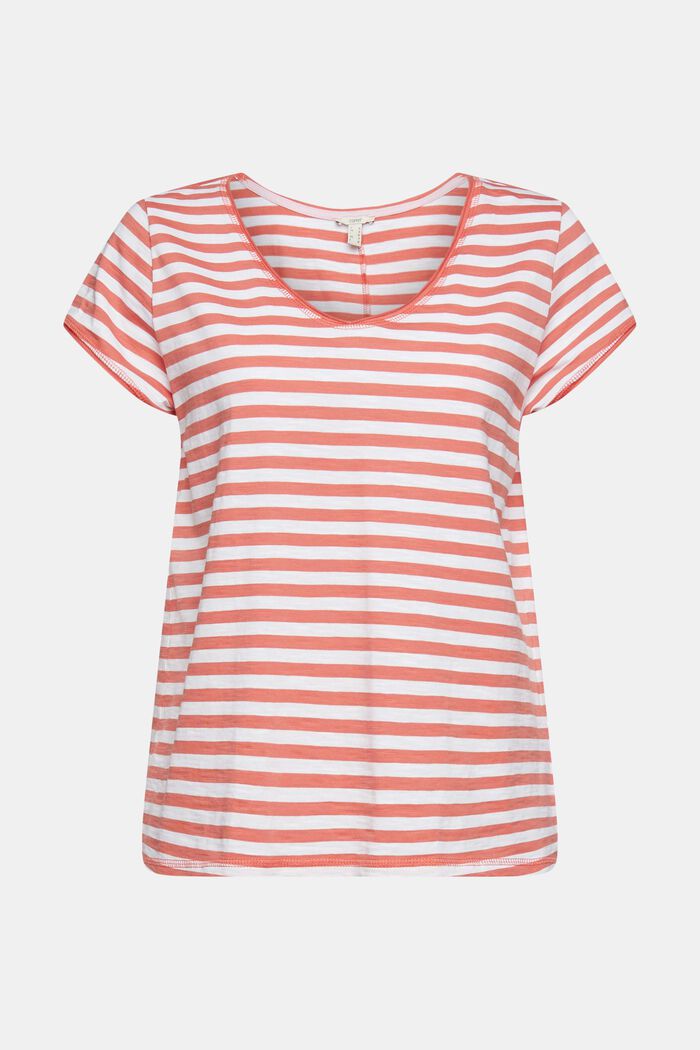 Striped T-shirt in organic cotton, CORAL, detail image number 2