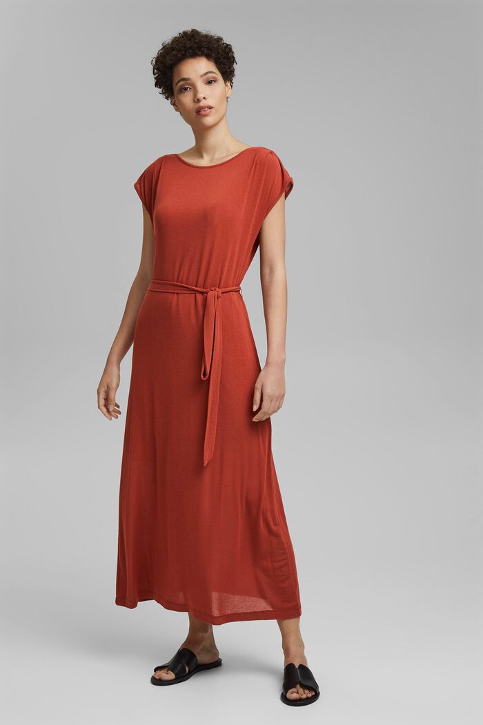 Jersey maxi dress made of LENZING™ ECOVERO™, TERRACOTTA, detail image number 1