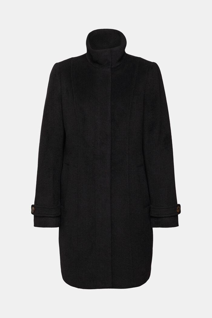 Wool blend coat, BLACK, overview