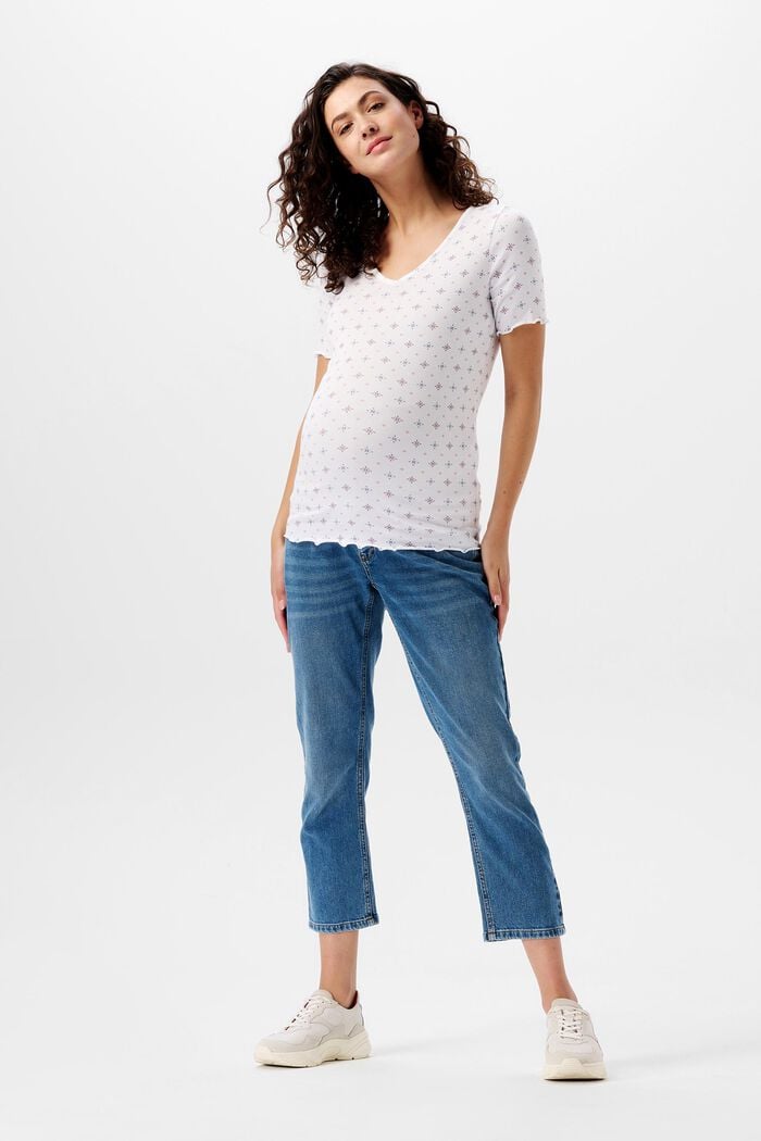 Cropped leg jeans with over-the-bump waistband, BLUE MEDIUM WASHED, detail image number 0