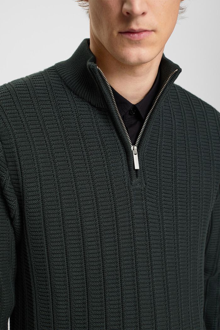 Chunky half-zip jumper, DARK TEAL GREEN, detail image number 2