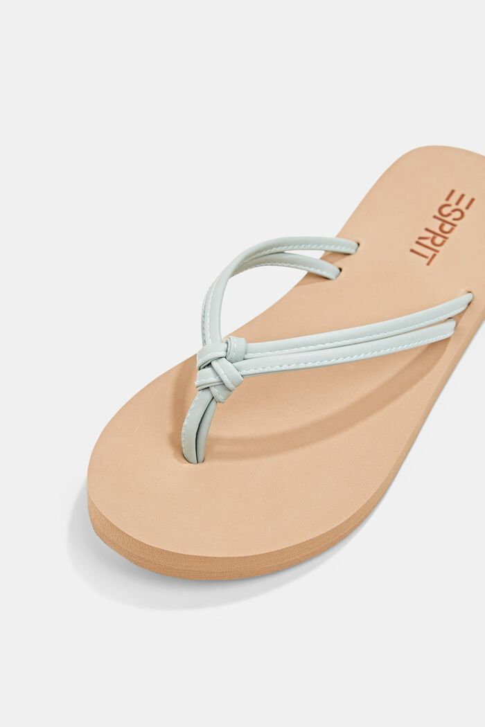 Slip slop sandals with faux leather straps, PASTEL GREEN, detail image number 3