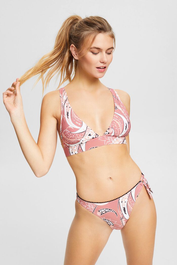 Made of recycled material: bikini top with a paisley print