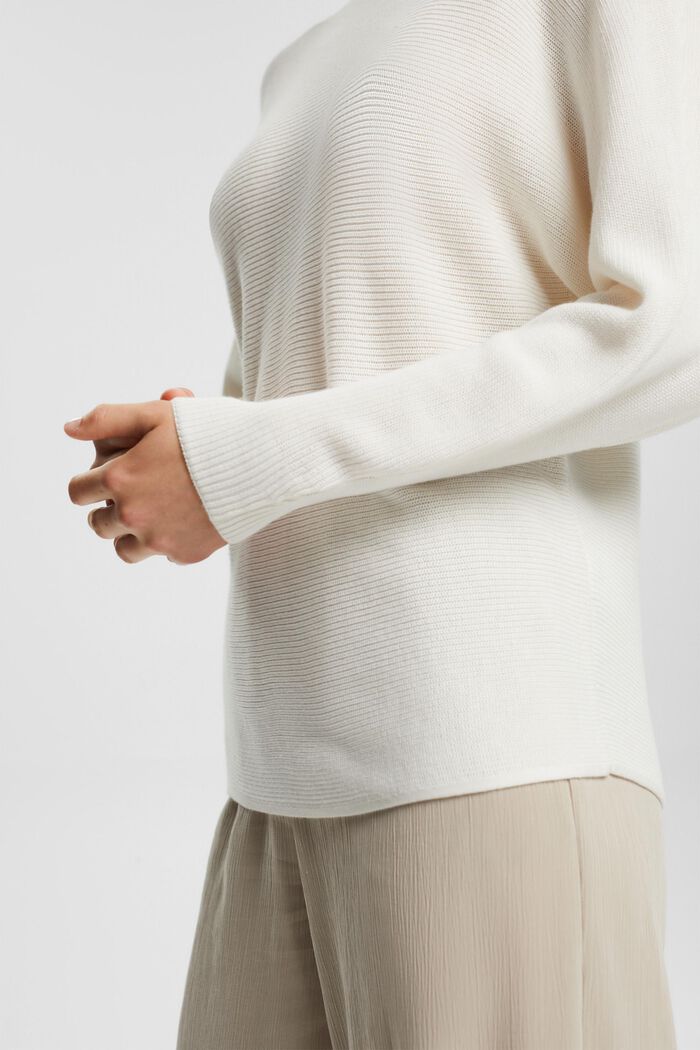 Bateau neck jumper made of organic cotton/TENCEL™, OFF WHITE, detail image number 0