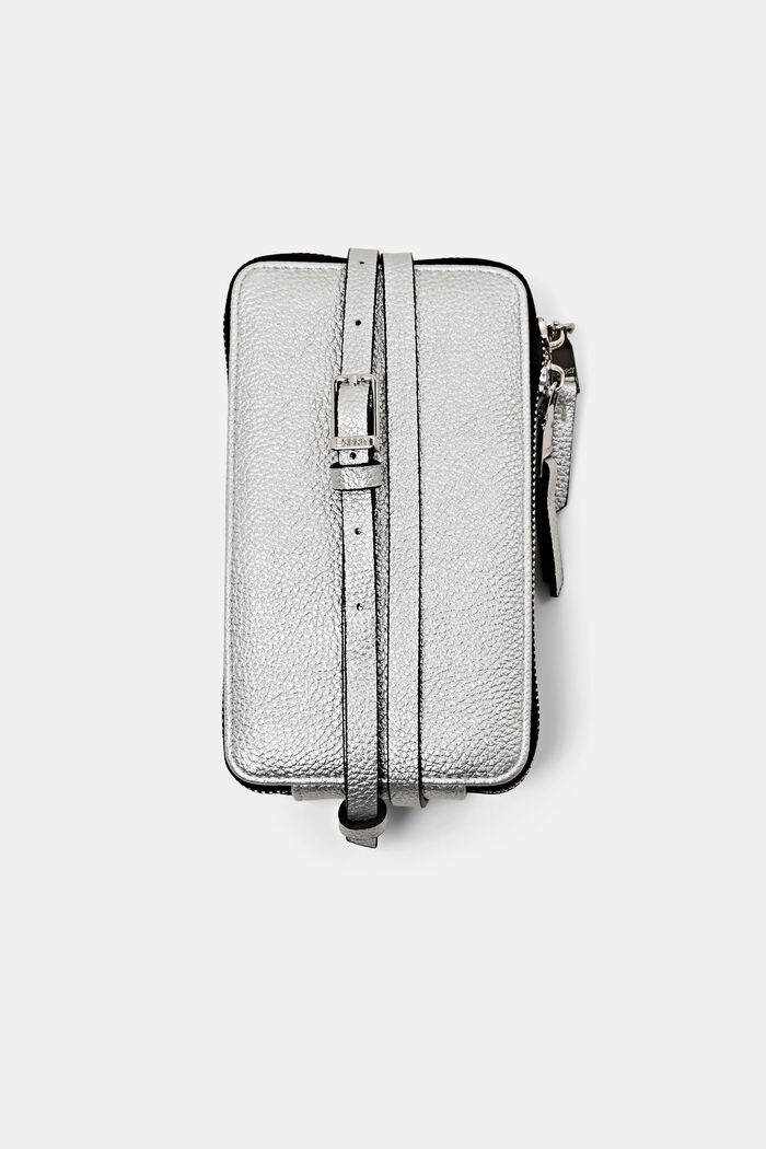 Faux leather phone bag, SILVER, detail image number 0