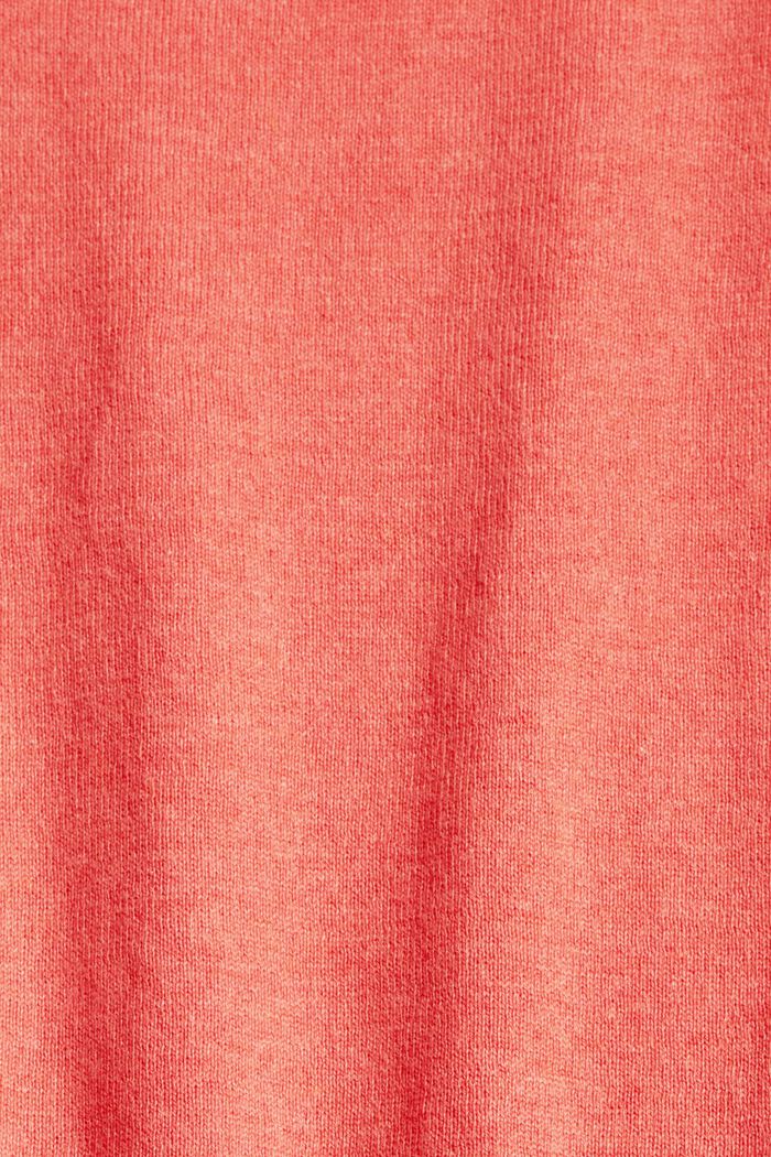 Fine knit jumper in 100% cotton, CORAL, detail image number 1