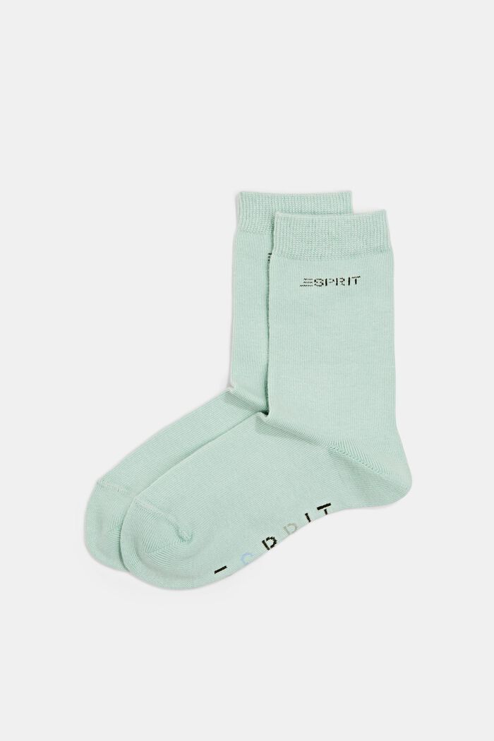 Double pack of blended organic cotton socks with logo, JADE, overview