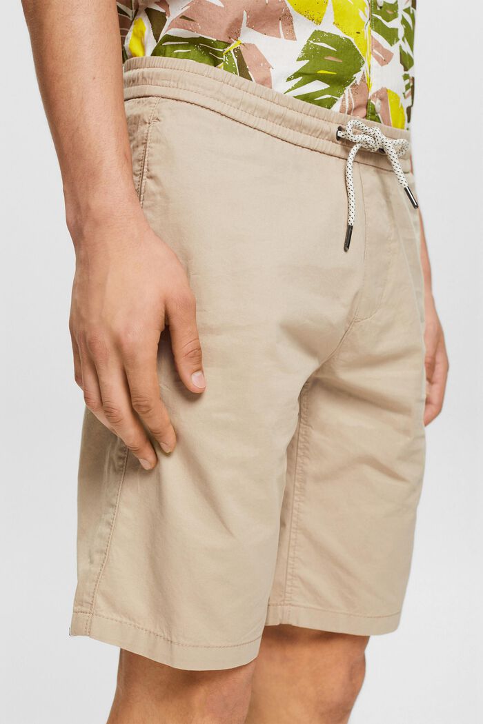 Shorts with an elasticated waistband, 100% cotton, LIGHT BEIGE, detail image number 0