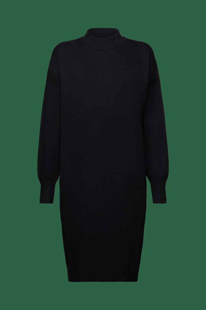 Mock Neck Knit Dress, BLACK, detail image number 5