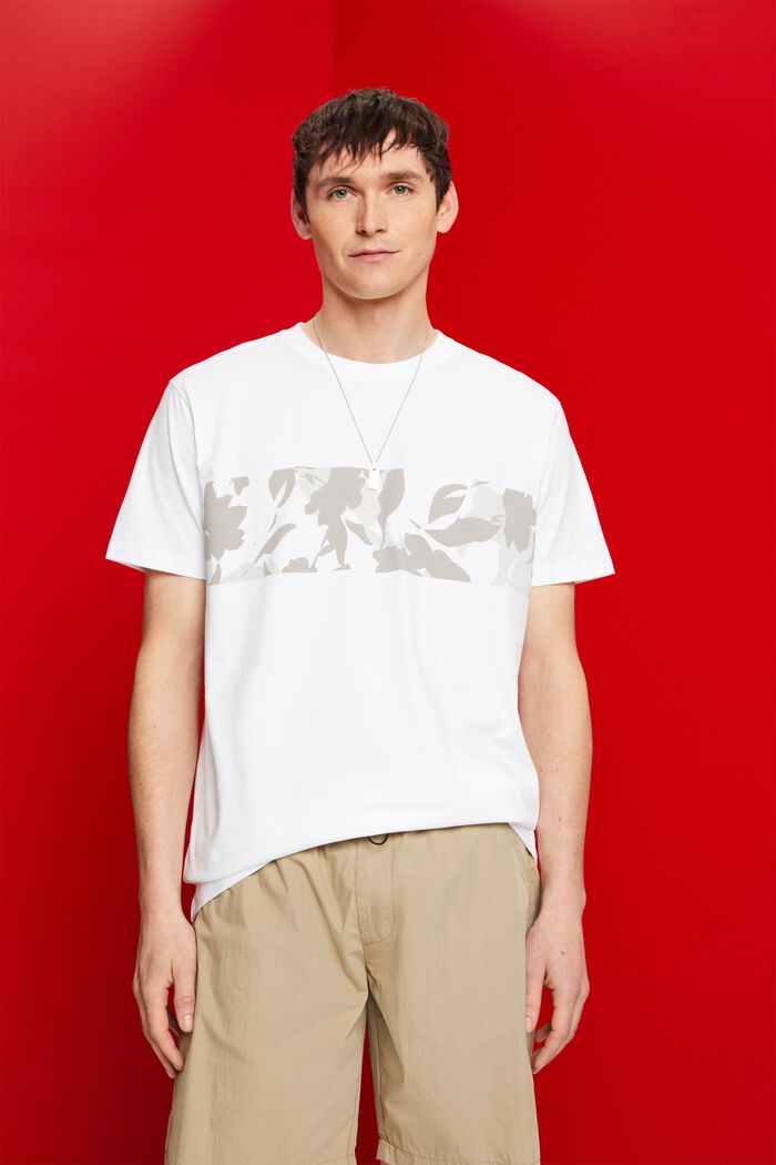 T-shirt with front print, 100% cotton, WHITE, detail image number 0